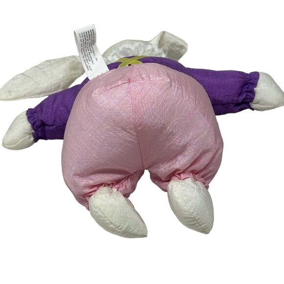 Wang's International Nylon Bunny Rabbit Plush Pink Overalls Purple Shirt 5 Inch - Picture 12 of 14